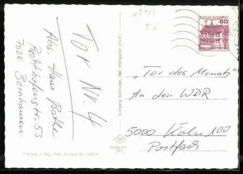 AK Weingarten /Württ., Luftaufnahme, Kirche, Wohnsiedlungen