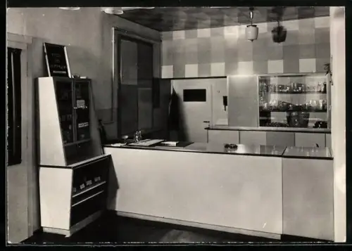 AK Hallbach /Erzgeb., Ferienheim des VEB Galvanotechnik Leipzig, Verkaufstheke