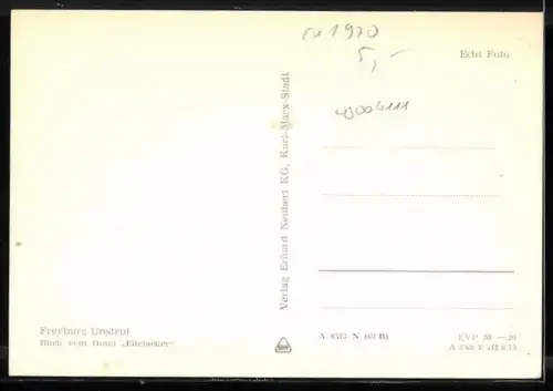 AK Freyburg /Unstrut, Blick vom Hotel Edelacker auf die Weinberge und den Ort