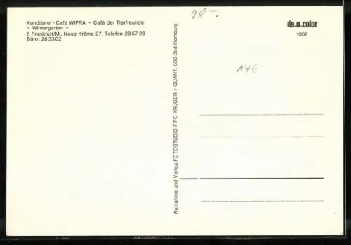 AK Alt-Frankfurt, Konditorei-Café Wipra, Strasse Neue Kräme 27