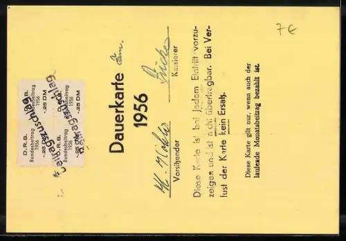 AK Frankfurt am Main, Mitgliedskarte Nr. 1053 des Frankfurter Roll- und Eissport-Clubs e.V., 1956, Untermainkai