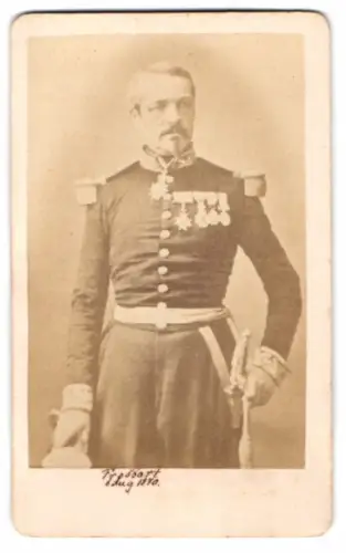 Fotografie Französ. General Charles Auguste Frossard mit Orden und Säbel