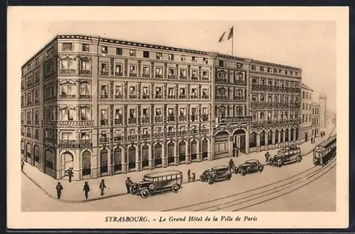AK Strassburg, Partie am Grand Hotel de la Ville de Paris