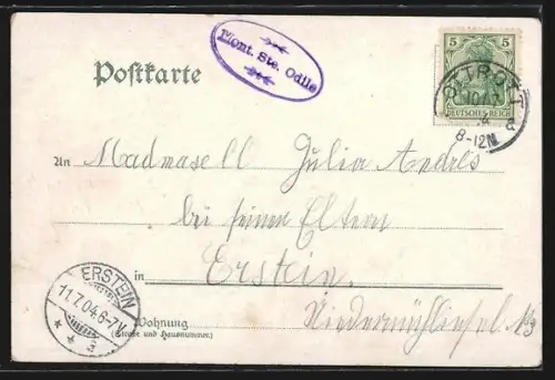 Lithographie St. Odilienberg, Grosser Klosterhof, Pilgerwohnungen, Gesamtansicht