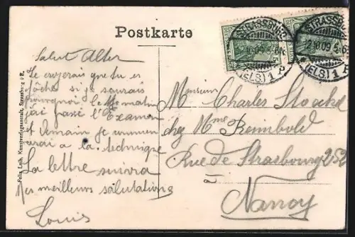 AK Strassburg, Gasthaus Estaminel Piston, Alleinverkauf des Münchener Augustinerbräu