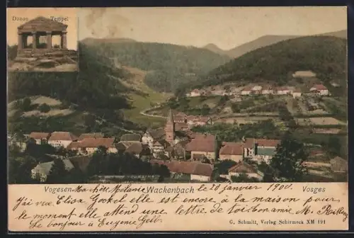 AK Wackenbach /Vogesen, Donon-Tempel, Totalansicht mit Gebirge aus der Vogelschau