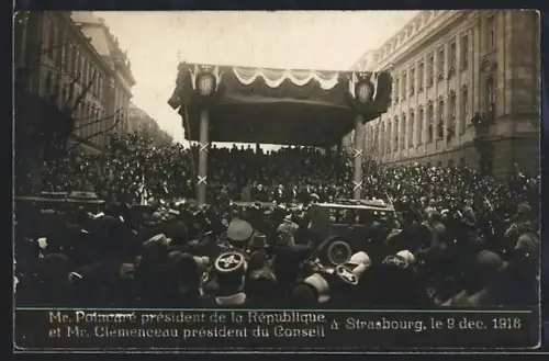 AK Strasbourg, Mr. Poincaré et Mr. Clemenceau à Strasbourg, le 9 dec. 1918