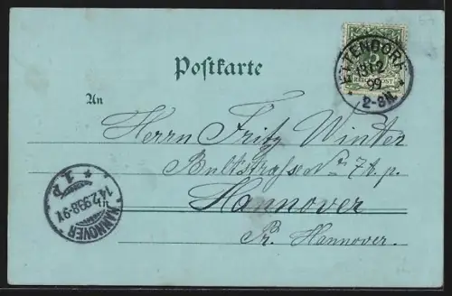 Mondschein-Lithographie Strassburg i. E., Gutenberg-Denkmal, Kleberplatz, Teilansicht, Kornblumen