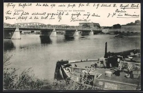 AK Cuestrin / Kostrzyn, Partie bei der Oderbrücke