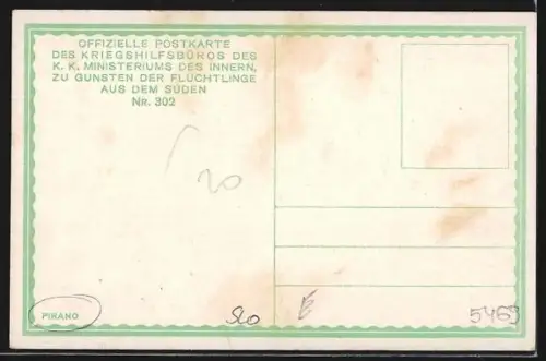 Künstler-AK Pirano, Panoramablick mit Ufer