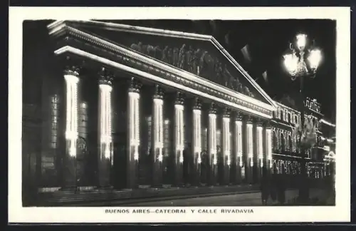 AK Buenos Aires, Catedral y Calle Rivadavia