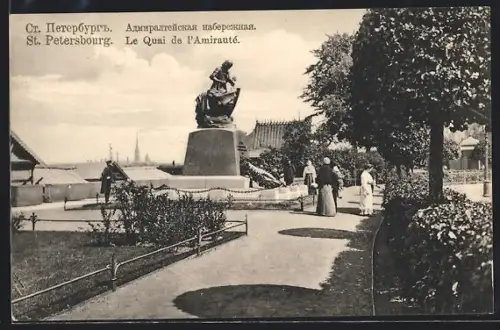 AK St. Petersburg, Admiralitäts-Kai, Denkmal Zar Peter I. als Zimmermann