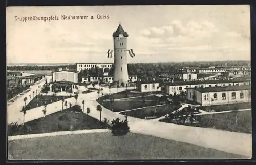 AK Neuhammer a. Queis, Truppenübungsplatz mit Turm und Anlagen