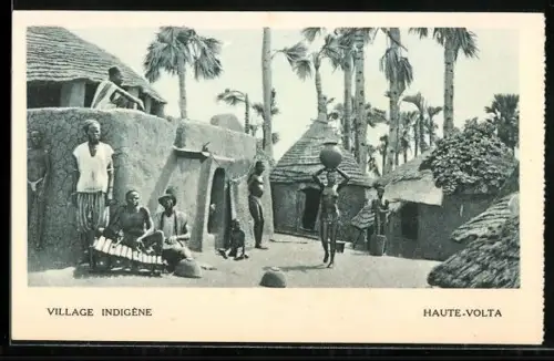 AK Haute-Volta, Village Indigene, Eingeborene beim Musizieren