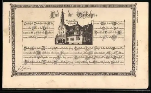 AK Chicago, IL, Deutsches Haus, Lied der Deutschen