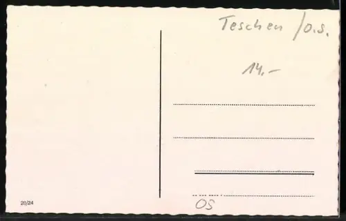 AK Teschen /O.S., Gesamtansicht mit Anlage aus der Vogelschau