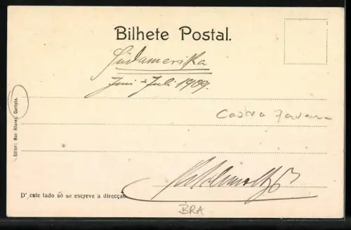 AK Curityba, Bauernhaus mit Bewohnern und Schafen