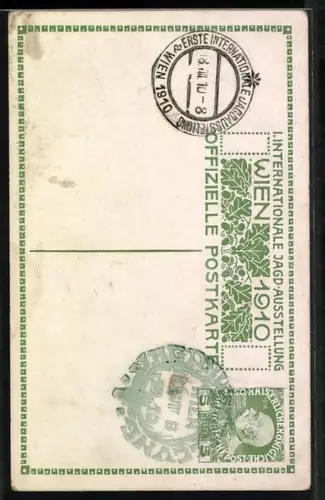 Künstler-AK Kaiser Franz Josef I. von Österreich als Jäger neben dem erlegtem Hirsch