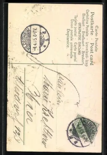 AK Liebespaar ist der Meinung Küssen ist keine Sünd`