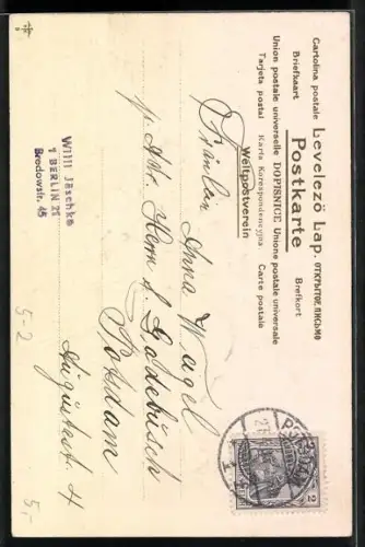 AK Jetzt magst Du flehen..., Junge Dame und Amor im Wald