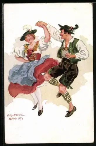 Künstler-AK Aug. v. Maissl: tanzende Tiroler