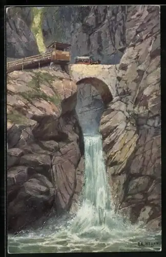 Küsntler-AK Hoeger: Eggental, Blick auf den Wasserfall