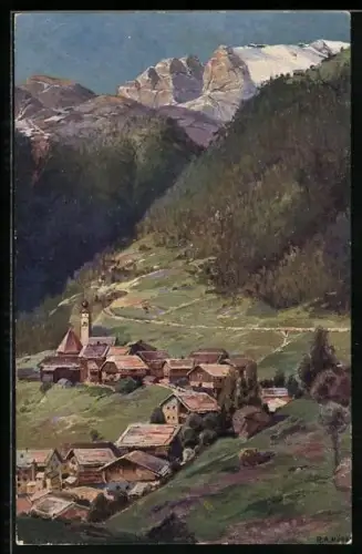Künstler-AK Rudolf Alfred Höger: Andraz i. Buchenstein, Dolomitenstrasse
