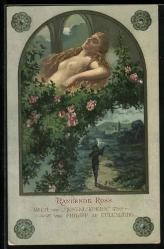 Künstler-AK Rankende Rose, nach den Rosenliedern von Philipp zu Eulenburg