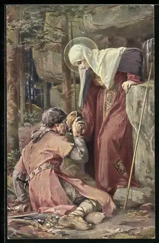 AK Sankt Odilia, Heilige und Bittsteller