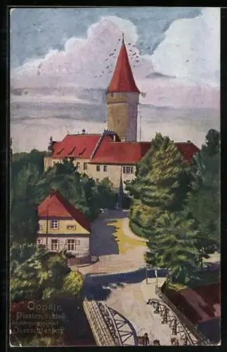 Künstler-AK Oppeln, Piasten Schloss