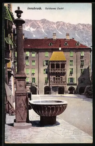 AK Innsbruck, Brunnen und Goldenes Dachl
