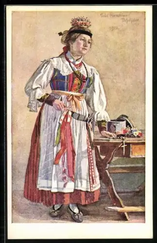 AK Italienische Frau in Tracht