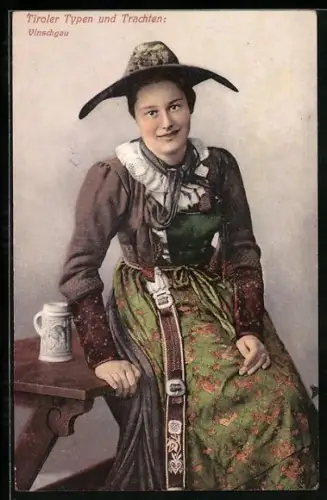 AK Vinschgau, Italienerin in Tracht