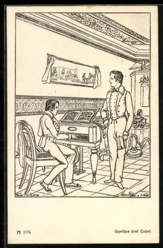 AK Goethes drei Enkel, Junger Mann am Klavier