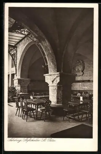 AK Salzburg, Gasthaus Stiftskeller St. Peter, Innenansicht