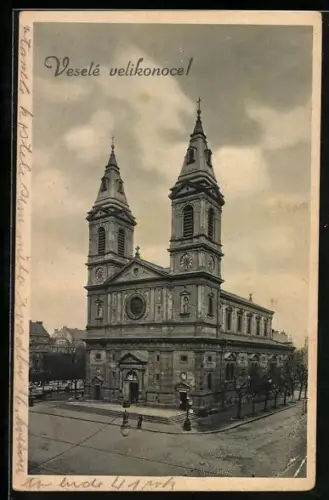 AK Prag / Praha, Basilika sv. Václava, Veselé velikonce!