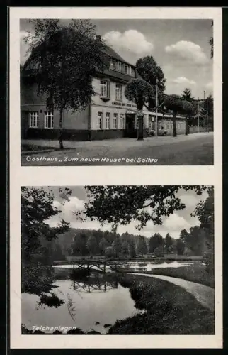 AK Soltau, Gasthaus Zum neuen Hause, Bes. H. Winkelmann, Teichanlagen