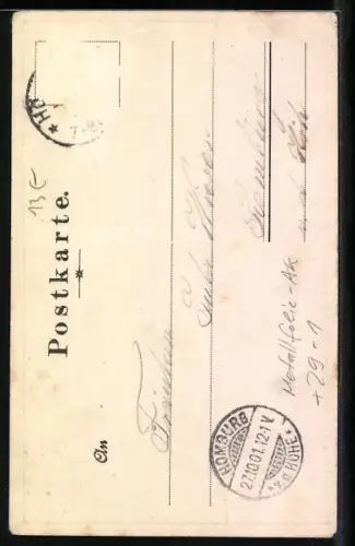 Metallfolie-AK Höchst am Main, Schloss, Blick zum Turm