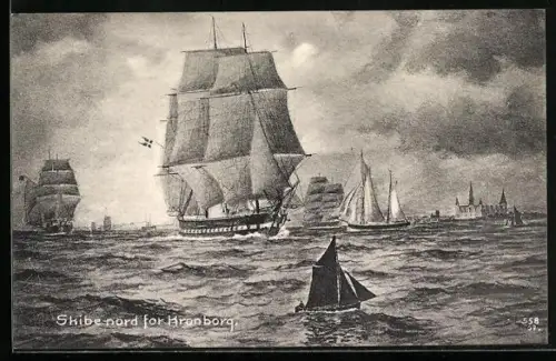 Künstler-AK Kronborg, Skibe nord