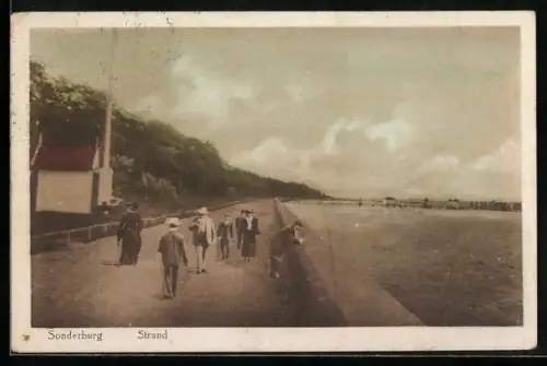 AK Sonderburg, Strand mit Ausflüglern
