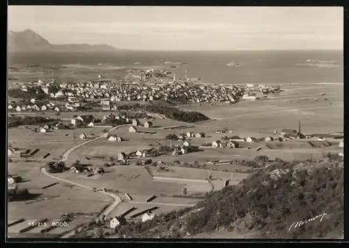 AK Bodö, Panorama mit Strassenpartie