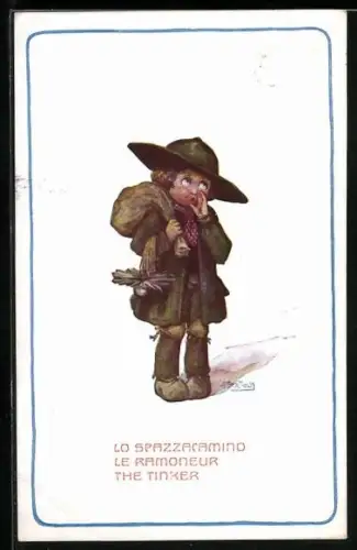 Künstler-AK A. Bertiglia: Kleiner Schornsteinfeger