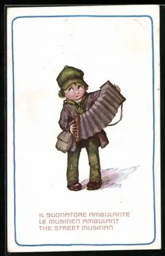 Künstler-AK A.Bertiglia: Il Suonatore Ambulante