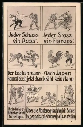 AK Jeder Schuss ein Russ, jeder Stoss ein Franzos, nach Japan kräht kein Hahn