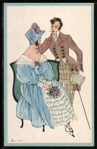 Künstler-AK Chicky Spark: Eleganter Herr mit einer Dame