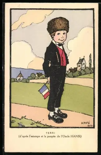 Künstler-AK Hansi: Yerri, d`apres l`estampe et la poupee, Elsässer Junge in Tracht
