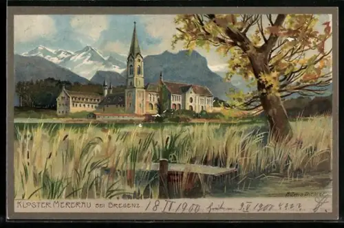 Künstler-AK Zeno Diemer: Bregenz, Blick zum Kloster Mererau