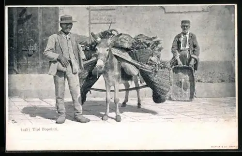 AK Tipi Popolari, italienischer Händler mit Maultier
