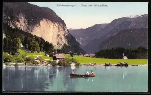 AK Gössl am Grundlsee, Ortspartie im Gebirge