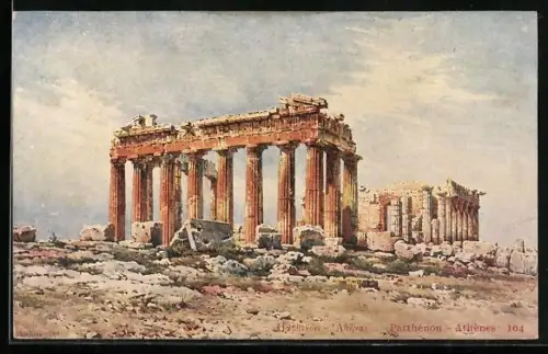 Künstler-AK Athénes, Parthénon